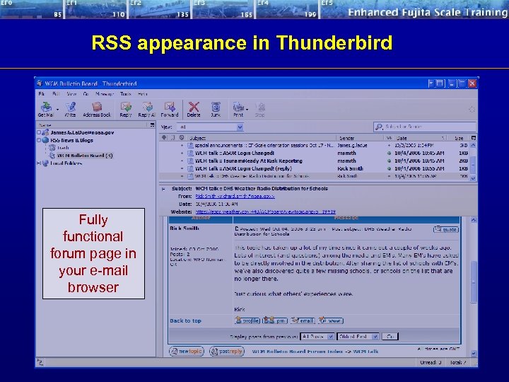 RSS appearance in Thunderbird Fully functional forum page in your e-mail browser 