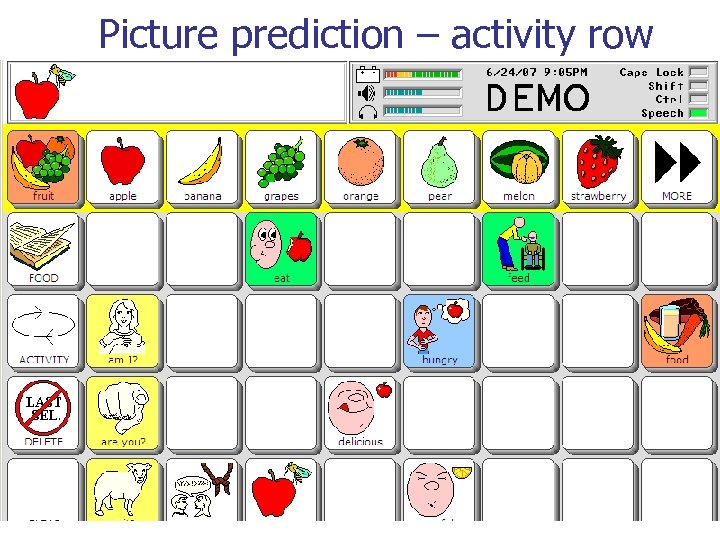 Picture prediction – activity row 