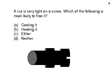 8 A nut is very tight on a screw. Which of the following is