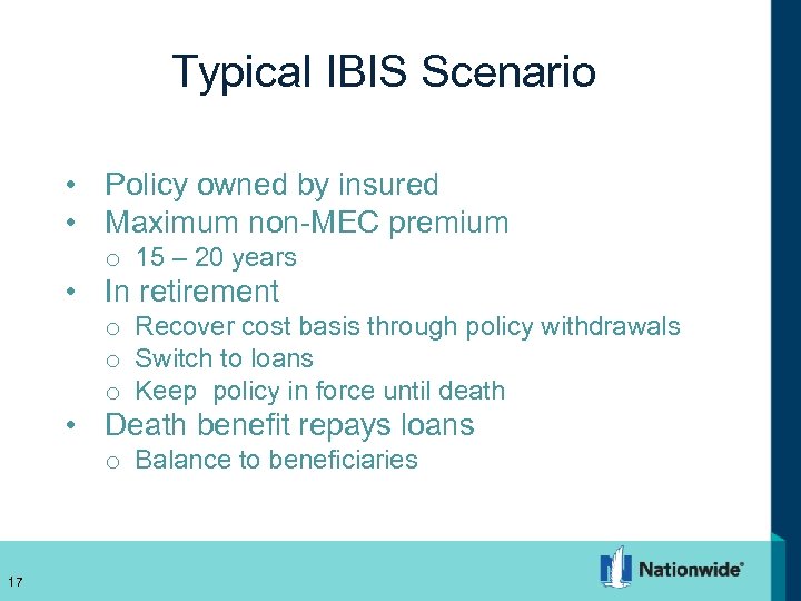 Typical IBIS Scenario • Policy owned by insured • Maximum non-MEC premium o 15