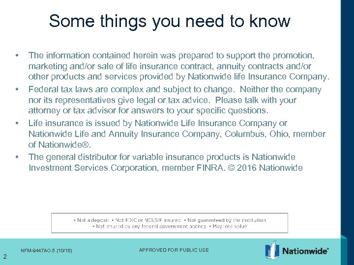 Some things you need to know • • 2 The information contained herein was