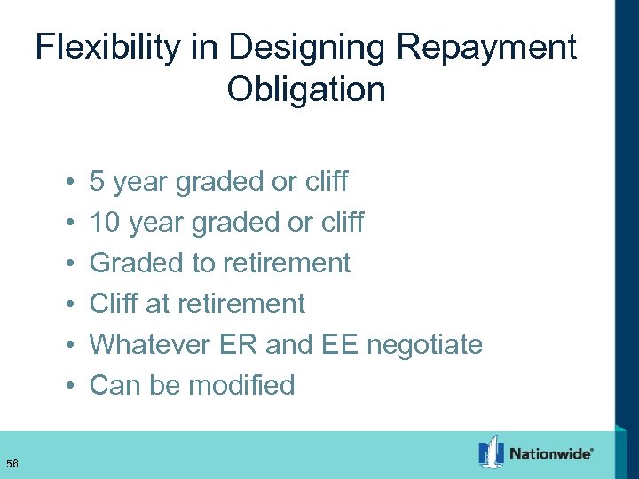 Flexibility in Designing Repayment Obligation • • • 56 5 year graded or cliff