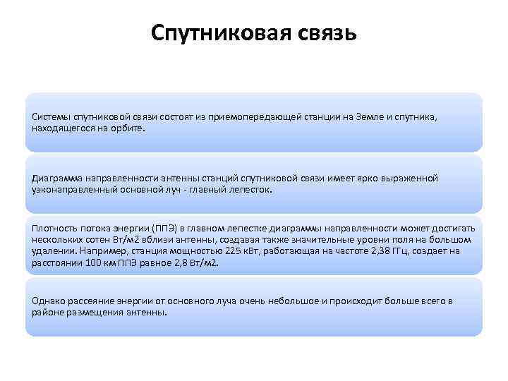 Спутниковая связь Системы спутниковой связи состоят из приемопередающей станции на Земле и спутника, находящегося