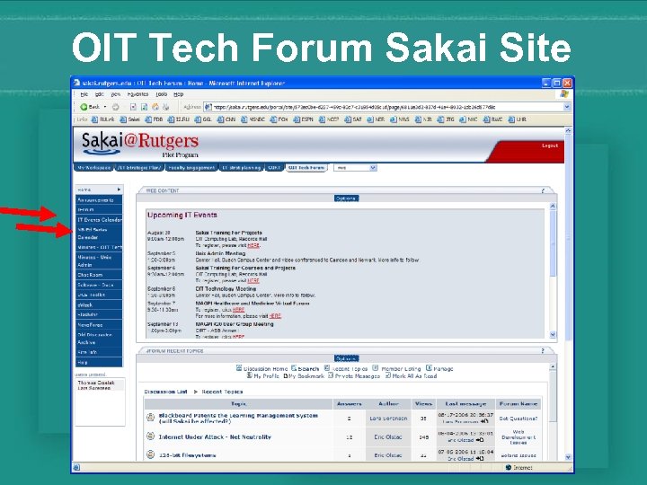 OIT Tech Forum Sakai Site 