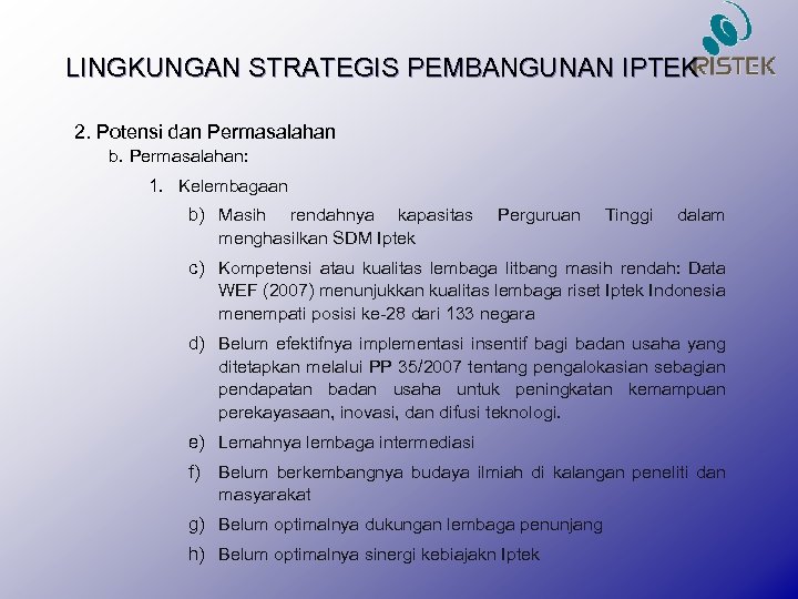 BAHAN DISKUSI DRAFT JAKSTRANAS IPTEK 2010 -2014 Dr