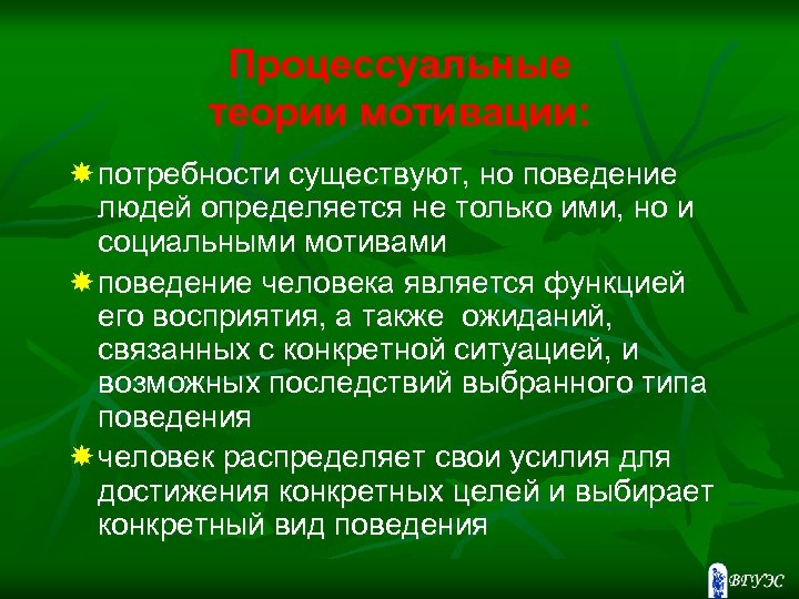 Процессуальные теории мотивации: потребности существуют, но поведение людей определяется не только ими, но и