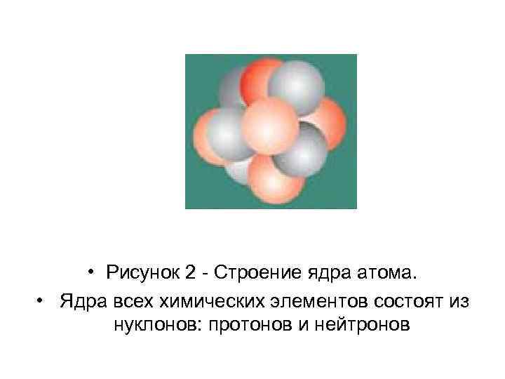  • Рисунок 2 - Строение ядра атома. • Ядра всех химических элементов состоят