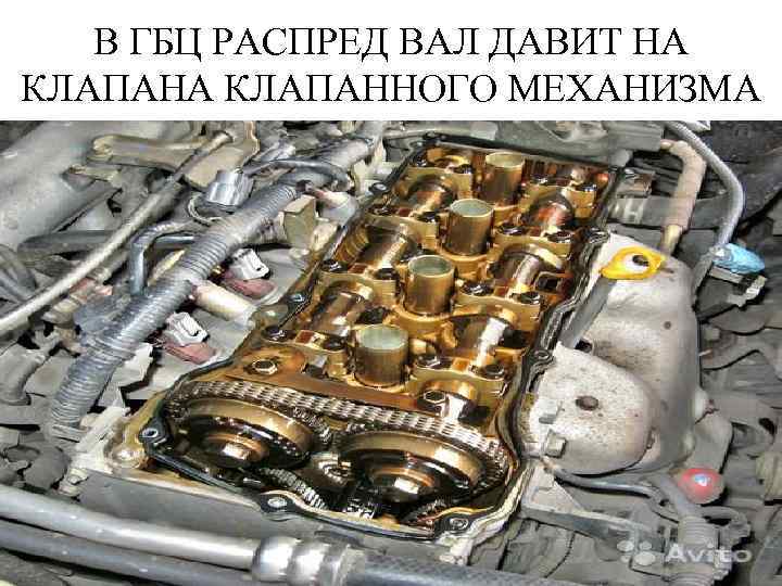 В ГБЦ РАСПРЕД ВАЛ ДАВИТ НА КЛАПАННОГО МЕХАНИЗМА 