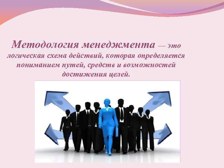 Методология менеджмента — это логическая схема действий, которая определяется пониманием путей, средств и возможностей