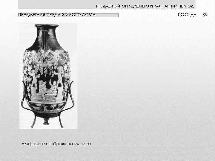 ПРЕДМЕТНЫЙ МИР ДРЕВНЕГО РИМА. РАННИЙ ПЕРИОД ПРЕДМЕТНАЯ СРЕДА ЖИЛОГО ДОМА Амфора с изображением пира