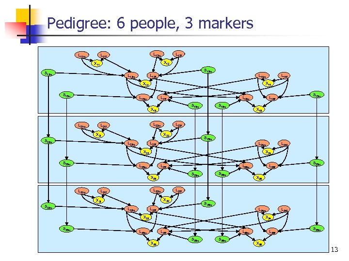 Pedigree: 6 people, 3 markers L 11 m L 12 m L 11 f