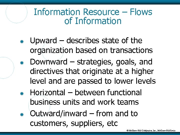 Information Resource – Flows of Information Upward – describes state of the organization based