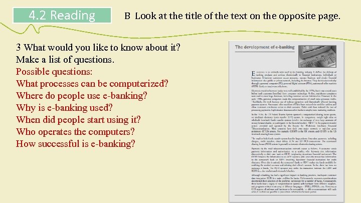 4. 2 Reading B Look at the title of the text on the opposite