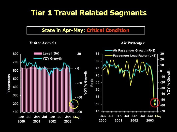 Tier 1 Travel Related Segments State in Apr-May: Critical Condition Visitor Arrivals Air Passenger