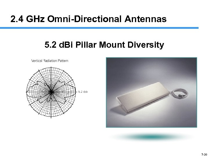 2. 4 GHz Omni-Directional Antennas 5. 2 d. Bi Pillar Mount Diversity 7 -30