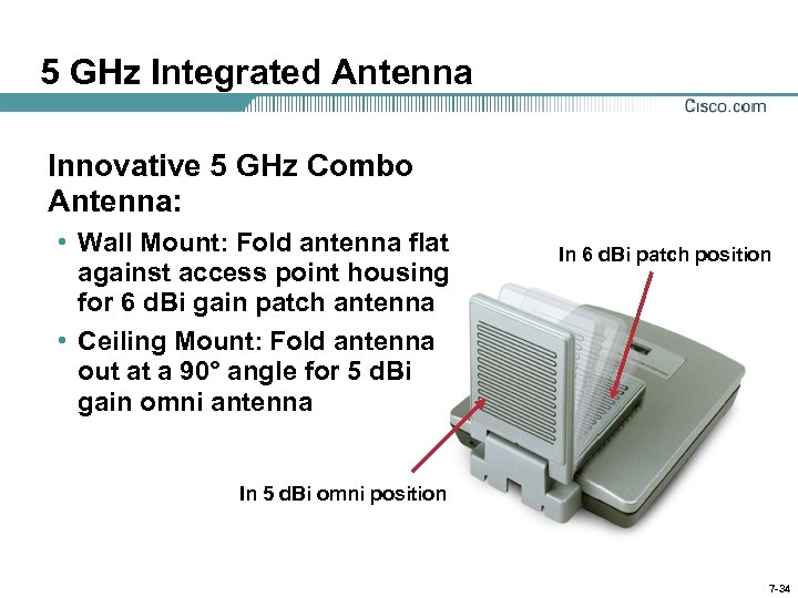 5 GHz Integrated Antenna Innovative 5 GHz Combo Antenna: • Wall Mount: Fold antenna