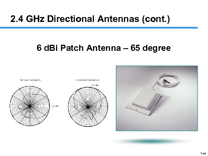 2. 4 GHz Directional Antennas (cont. ) 6 d. Bi Patch Antenna – 65