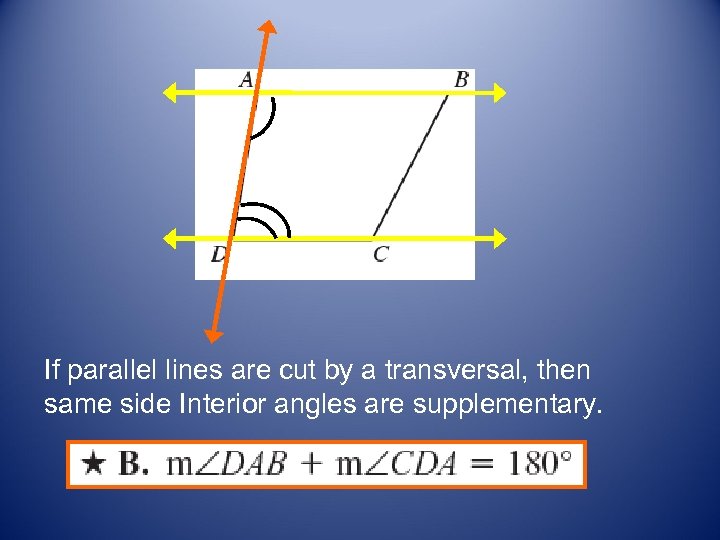 If parallel lines are cut by a transversal, then same side Interior angles are