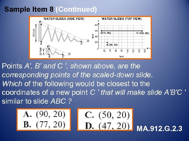 Sample Item 8 (Continued) Points A', B' and C ', shown above, are the