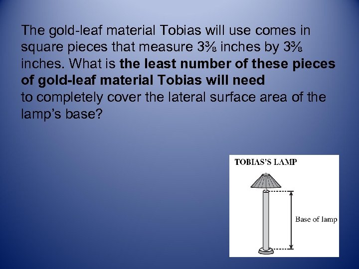 The gold-leaf material Tobias will use comes in square pieces that measure 3⅜ inches