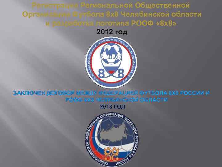 Регистрация Региональной Общественной Организации Футбола 8 х8 Челябинской области и разработка логотипа РООФ «