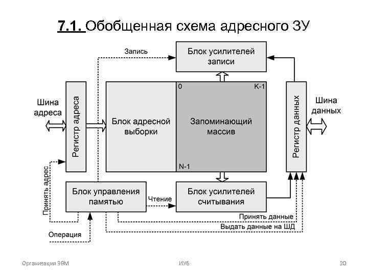 7. 1. Обобщенная схема адресного ЗУ Организация ЭВМ ИУ 6 20 