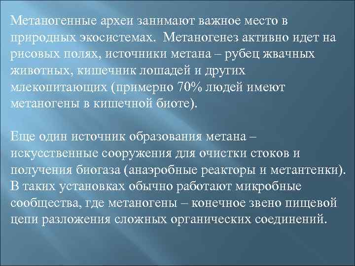 Метаногенные археи поставщики органических соединений в древней биосфере презентация