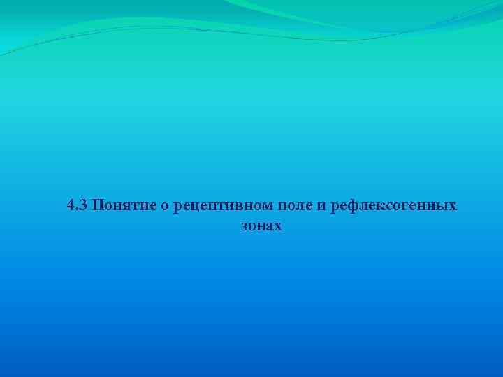 4. 3 Понятие о рецептивном поле и рефлексогенных зонах 