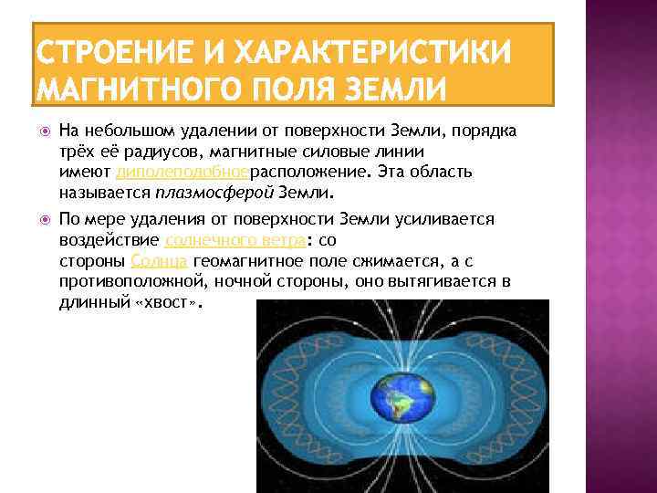  На небольшом удалении от поверхности Земли, порядка трёх её радиусов, магнитные силовые линии