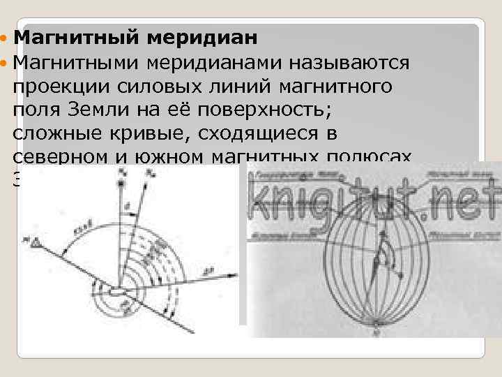 Магнитный меридиан Магнитными меридианами называются проекции силовых линий магнитного поля Земли на её поверхность;