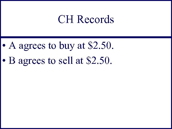 CH Records • A agrees to buy at $2. 50. • B agrees to