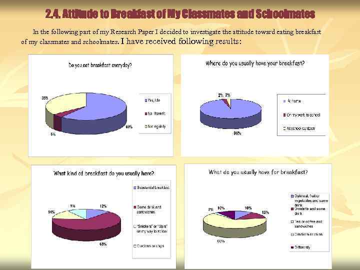 2. 4. Attitude to Breakfast of My Classmates and Schoolmates In the following part
