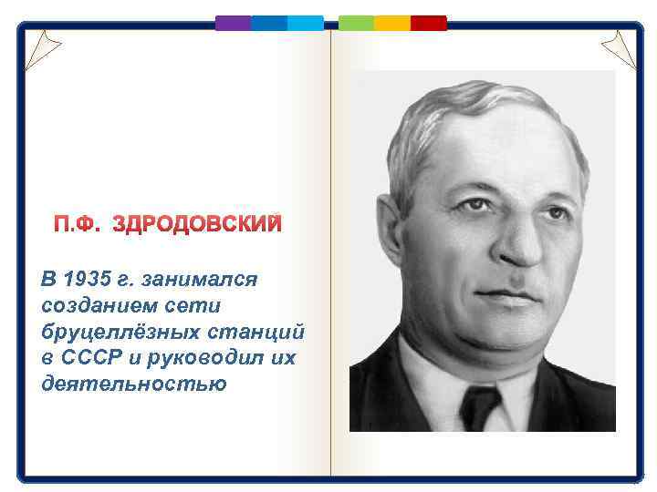 П. Ф. ЗДРОДОВСКИЙ В 1935 г. занимался созданием сети бруцеллёзных станций в СССР и