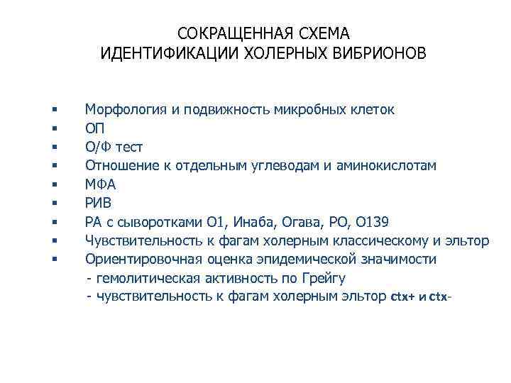 Схема исследования на холеру основана на способности вибриона