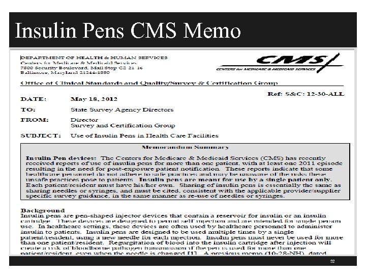 Insulin Pens CMS Memo 32 