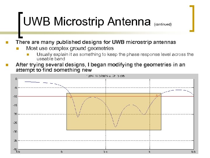 UWB Microstrip Antenna n There are many published designs for UWB microstrip antennas n