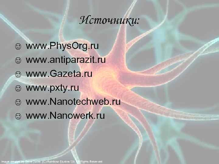 Источники: ☺ www. Phys. Org. ru ☺ www. antiparazit. ru ☺ www. Gazeta. ru