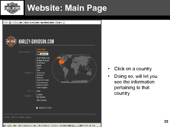 Website: Main Page • Click on a country • Doing so, will let you