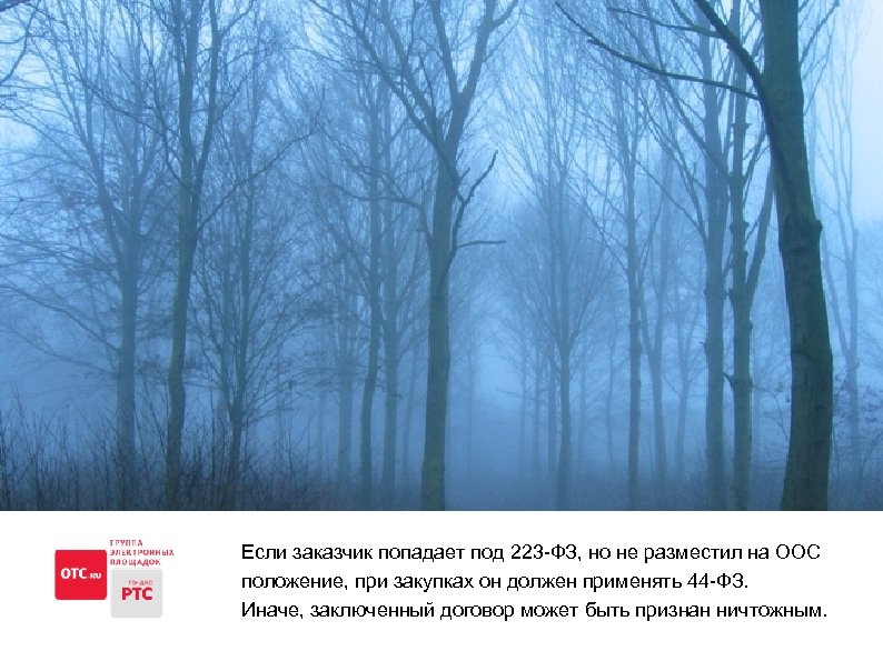Если заказчик попадает под 223 -ФЗ, но не разместил на ООС положение, при закупках