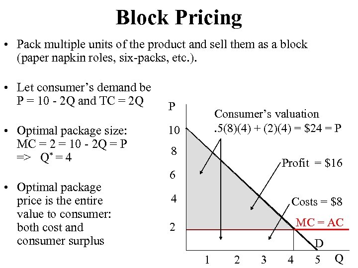 Block Pricing • Pack multiple units of the product and sell them as a