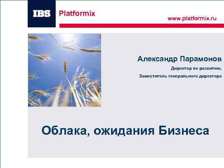 Platformix Вставьте картинку www. platformix. ru Александр Парамонов Директор по развитию, Заместитель генерального директора