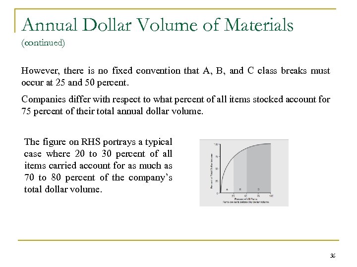 Annual Dollar Volume of Materials (continued) However, there is no fixed convention that A,