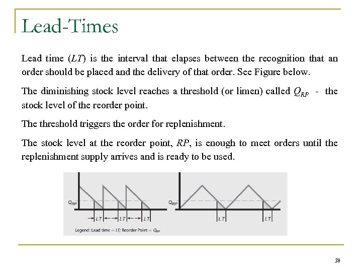 Lead-Times Lead time (LT) is the interval that elapses between the recognition that an