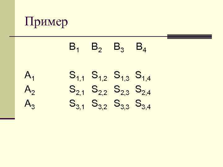 Пример B 1 A 2 A 3 B 2 B 3 B 4 S