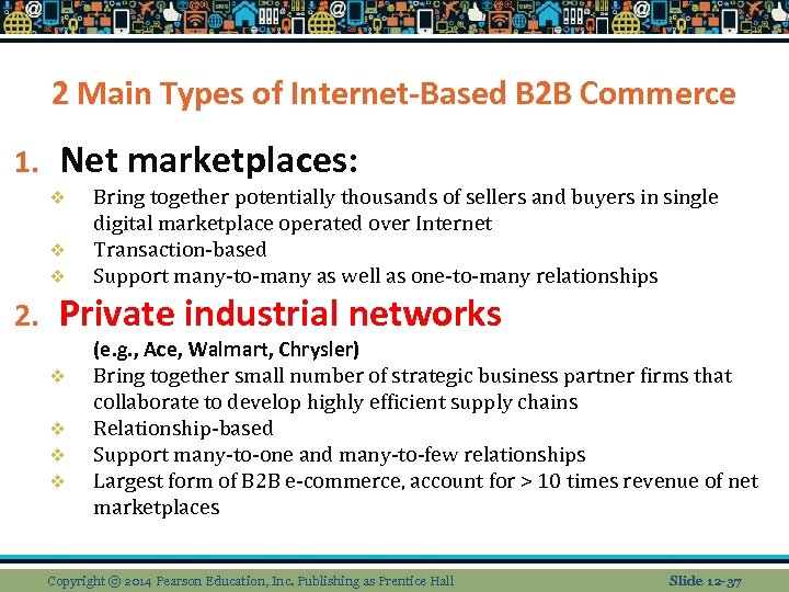 2 Main Types of Internet-Based B 2 B Commerce 1. Net marketplaces: v v