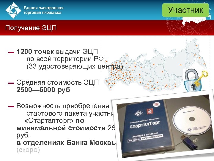 Участник Получение ЭЦП ▬ 1200 точек выдачи ЭЦП по всей территории РФ (33 удостоверяющих