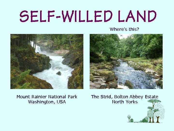 Where’s this? Mount Rainier National Park Washington, USA The Strid, Bolton Abbey Estate North