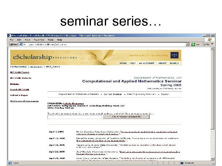 seminar series… 