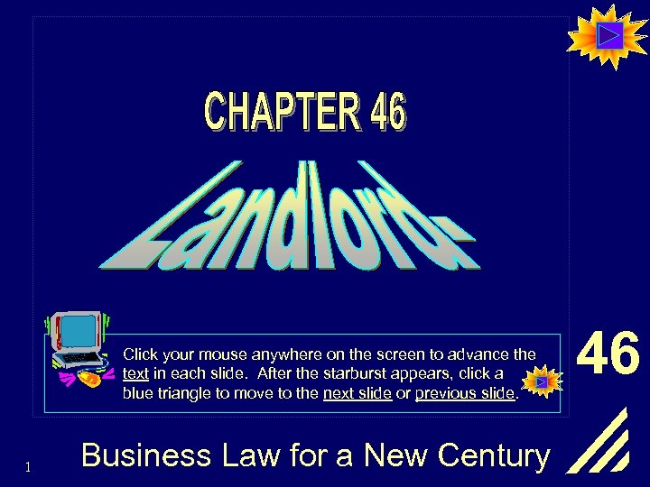 Click your mouse anywhere on the screen to advance the text in each slide.