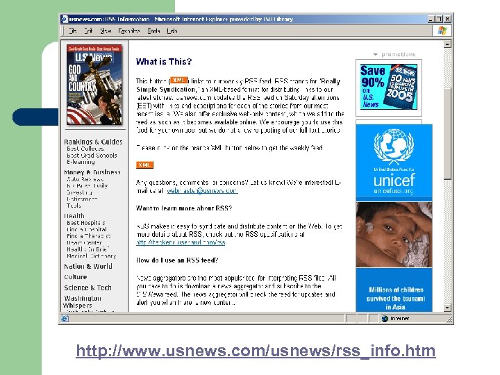 http: //www. usnews. com/usnews/rss_info. htm 